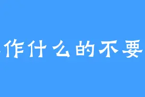 工作什么的不要啊