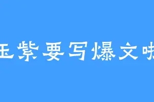玉紫要写爆文啦