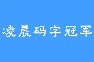 凌晨码字冠军